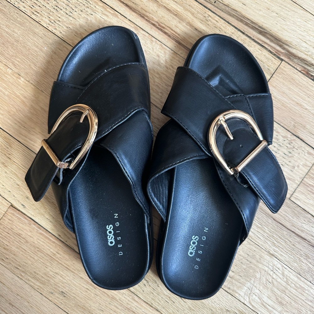 ASOS Woman’s Gold Buckle Leather Sandals